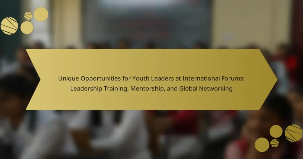 Unique Opportunities for Youth Leaders at International Forums: Leadership Training, Mentorship, and Global Networking