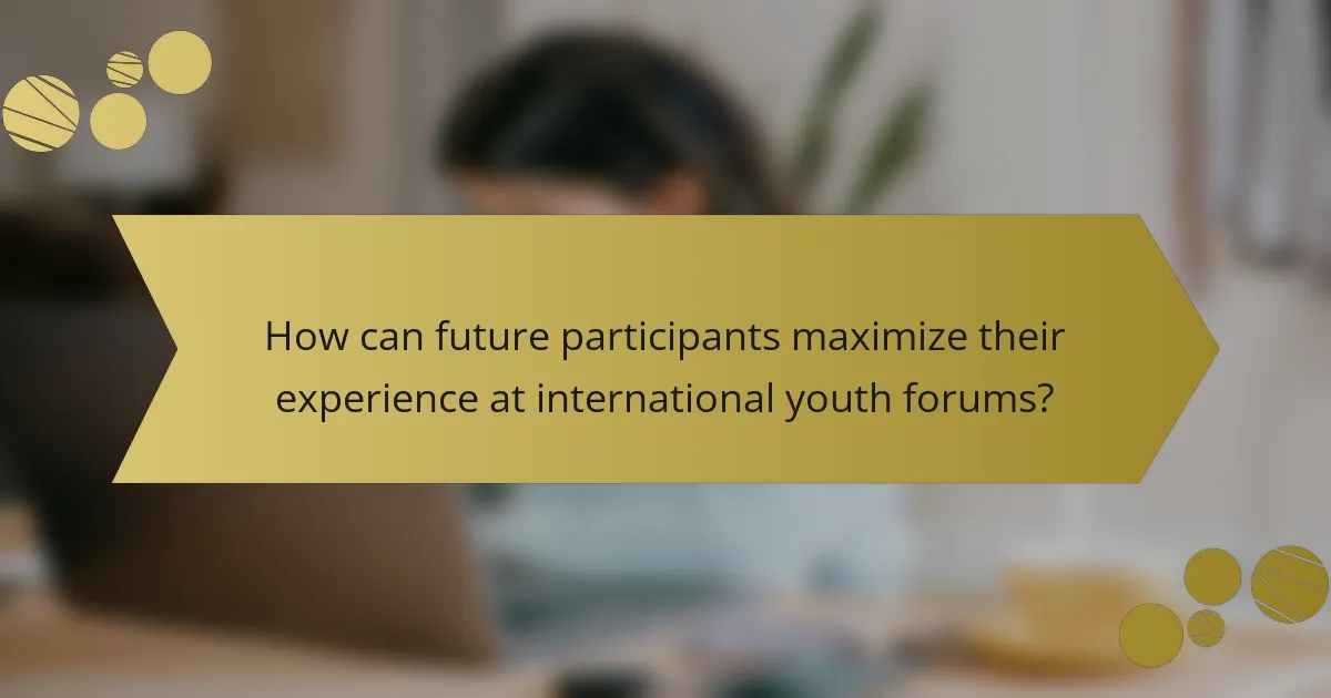 How can future participants maximize their experience at international youth forums?