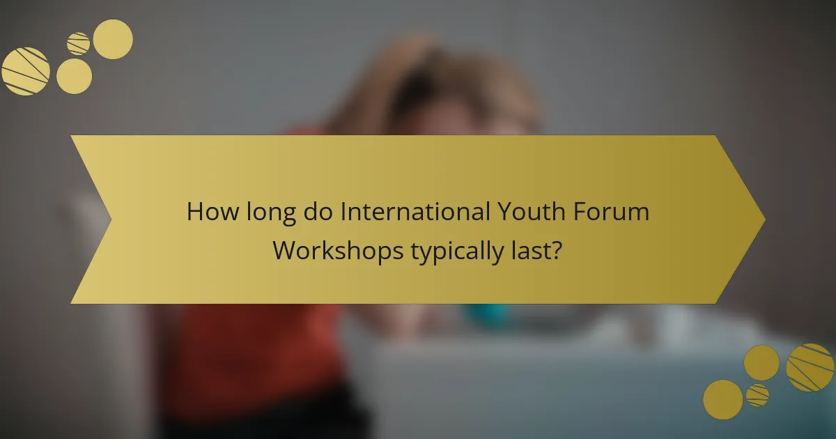 How long do International Youth Forum Workshops typically last?