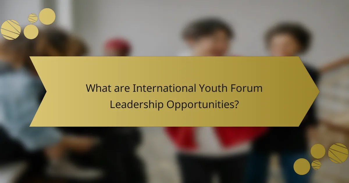What are International Youth Forum Leadership Opportunities?