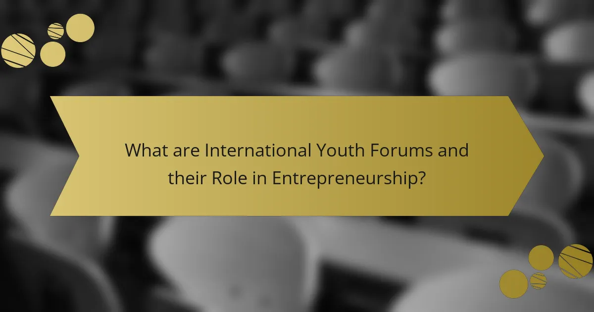 What are International Youth Forums and their Role in Entrepreneurship?