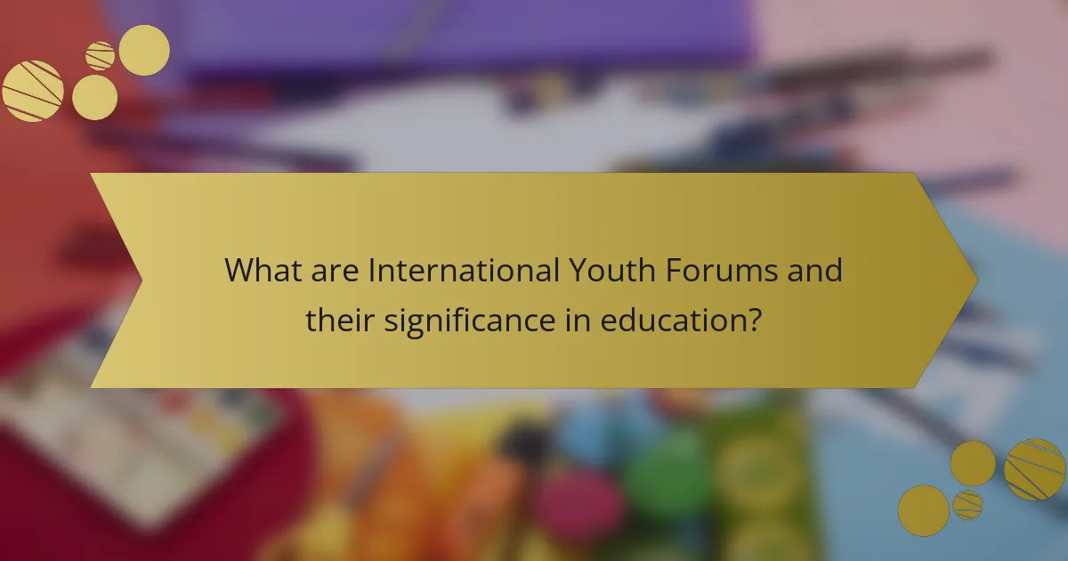What are International Youth Forums and their significance in education?