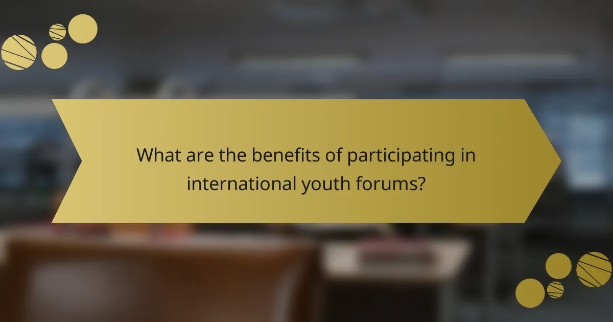 What are the benefits of participating in international youth forums?