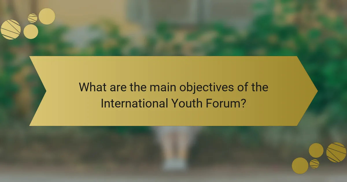What are the main objectives of the International Youth Forum?