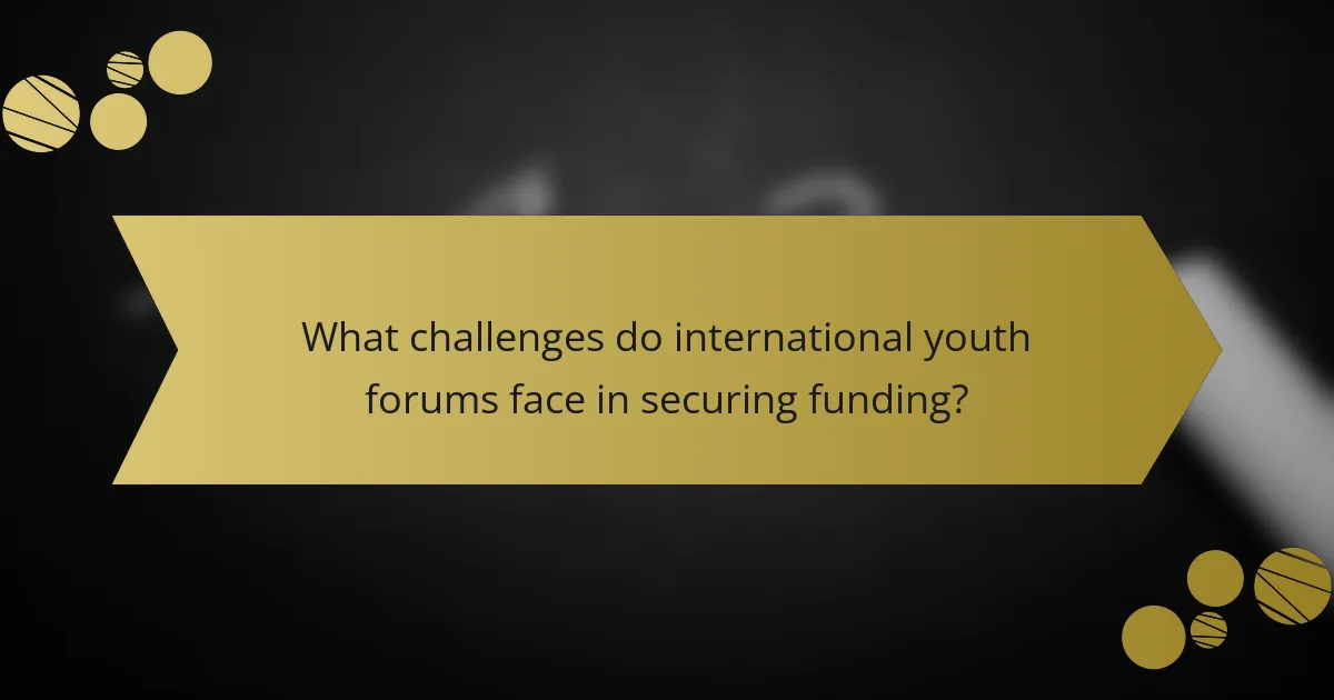 What challenges do international youth forums face in securing funding?