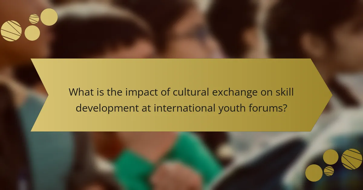 What is the impact of cultural exchange on skill development at international youth forums?