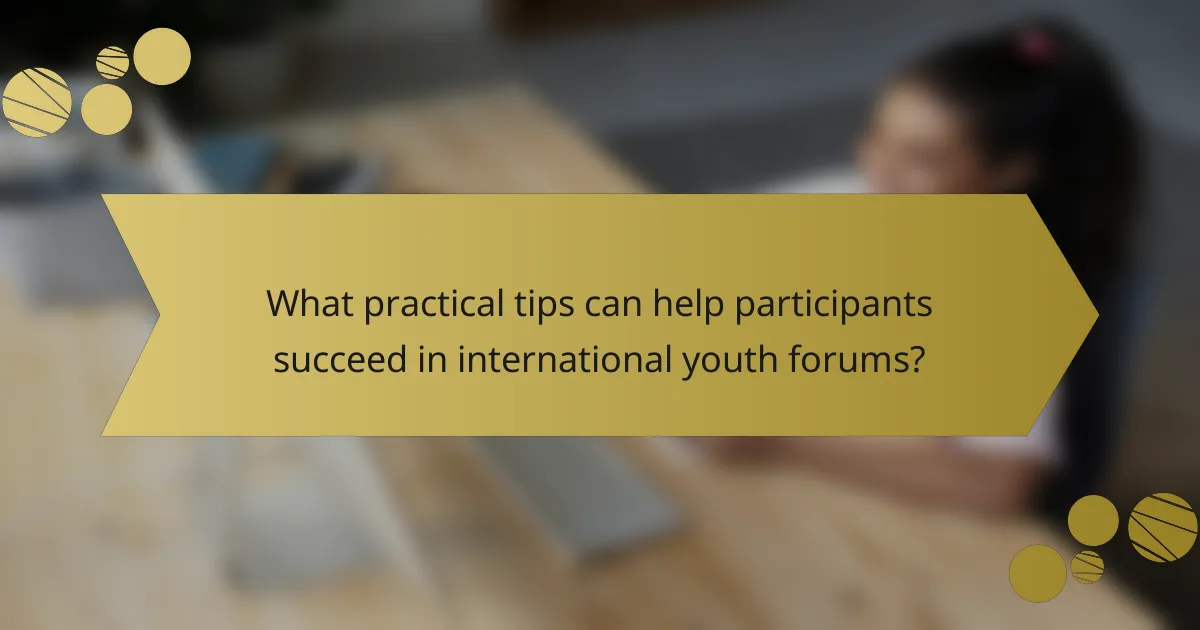 What practical tips can help participants succeed in international youth forums?