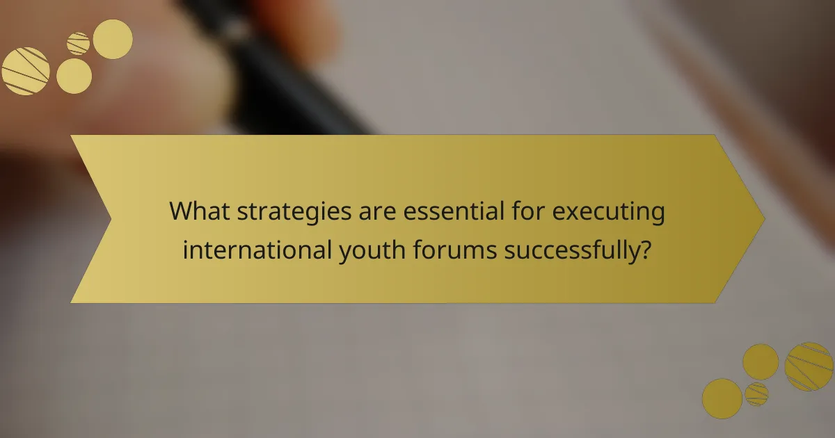 What strategies are essential for executing international youth forums successfully?