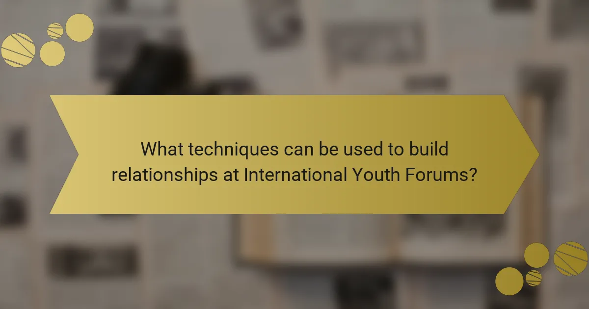 What techniques can be used to build relationships at International Youth Forums?